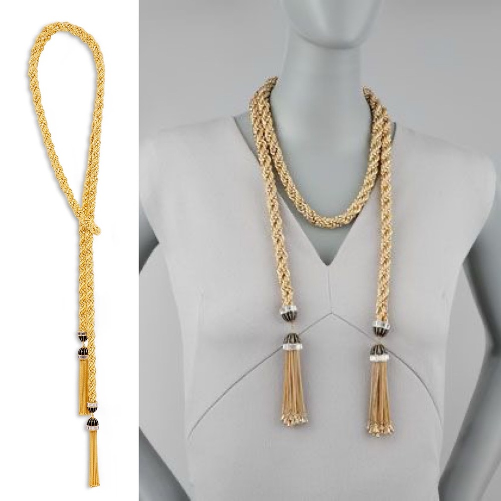 Rachel Zoe Elegant Gold Tassel Necklace